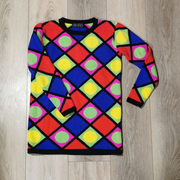 Funky Bright Bold Neon Pattern Geometric Sweater - Picture 1 of 4